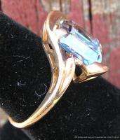   Modernist Retro 10k Yellow Gold Ring with 2.5carats Aquamarine  