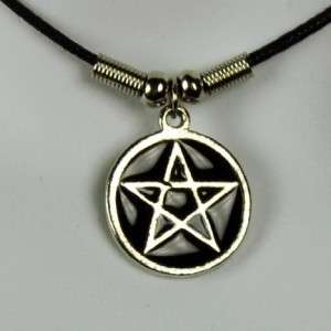 Black Pentagram Necklace Occult Death Metal Evil Heavy  