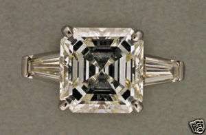   41CT 1910 ORIGINAL ART DECO ASSCHER CUT DIAMOND TAPERED BAGUETTE RING