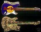 Hard Rock Cafe HOLLYWOOD 1990s HW Sign Blue Stratocaster Guitar PIN 