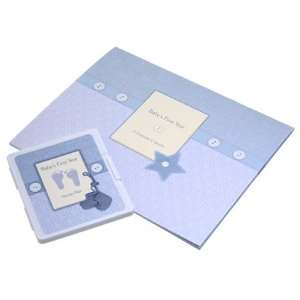    Babys First Year Keepsake Stamp Pad Calendar in Blue Baby