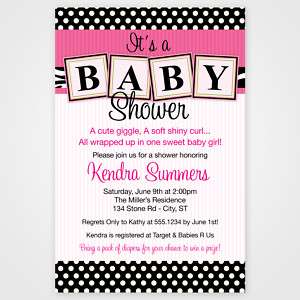 20 PolkaDot Baby Blocks Baby Shower Invitations  