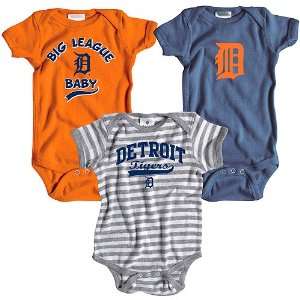 Detroit Tigers 3 Pack Boys Big League Baby Creeper Set by 