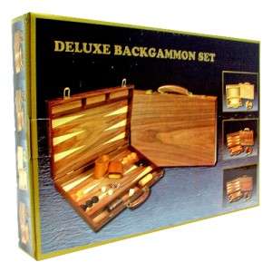 Deluxe Wooden Backgammon Set w/Wood Case NEW  