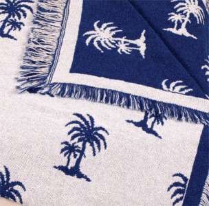 BLUE TROPICAL PALM TREES Throw Blanket Afghan   NEW  