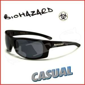 Biohazard Sunglasses Mens Casual Wrap Around Black III  