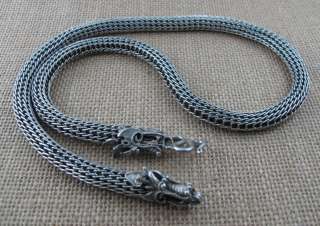22.5 Black Dragon 9mm Sterling Silver Bali Chain Mens Necklace Black 