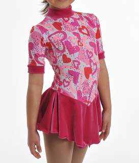 New Pink Velvet Heart Print Skating Dress CS 6X/7 T  