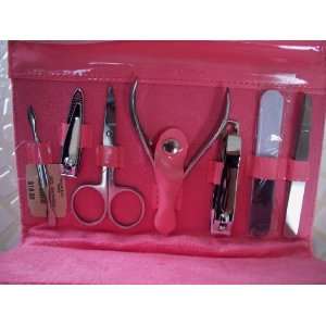 Bath & Body Works 7 Piece Manicure Set with Pink Travel Case Includes 