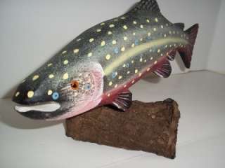 BROOK TROUT WOOD FISH STAND HOME OFFICE DEN DECORATIVE  