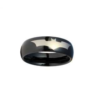 Batman Print on a Black Tungsten Carbide DC Width 8 mm Band Ring Size 
