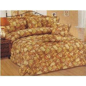 7pc Queen Size Citrus Color Flower Floral Print Bed in a Bag Comforter 
