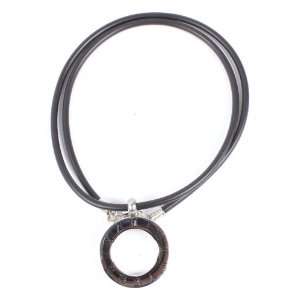 Black and Silver Stainless Steel Circle Roman Numbers Pendant with an 