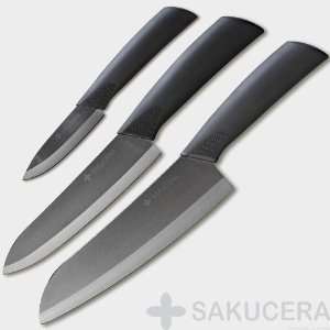 Inch Sakucera Black Ceramic Knife Chefs Cutlery Set 
