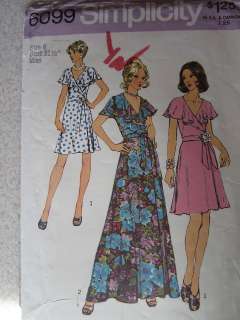 VINTAGE Simplicity Sewing Pattern 6099 Misses Front Wrap Dress Cape 