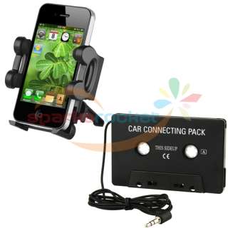 Car Mount Holder Cradle+Cassette Audio Adapter Kit For Apple iPhone 3G 