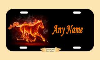   Flaming Horse License Plate Vehicle Car Tag Room Sign Any Name  