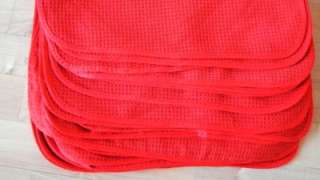   Microfiber Glass Window Cleaning Towels 16x24 Red with Silk Edges
