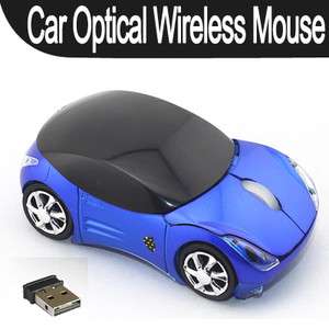 Car Wireless Optical Mouse Mice For Laptop PC Blue  