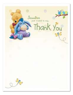 BABY SHOWER BABY POOH Personalized Party THANK YOU NOTES  