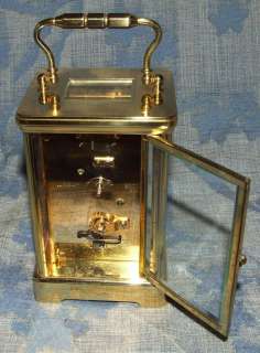 English ANGELUS 11 Jewel Brass Carriage Clock with Key & Original Box 