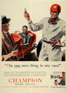 1939 Ad Champion Spark Plugs Soap Box Derby Race Car Driver Peter 