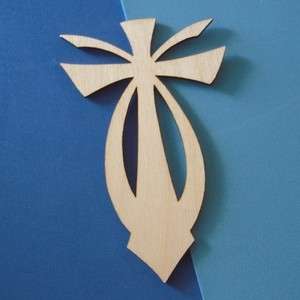 CHRISTIAN FISH CROSS Unfinished Wooden Shapes FC8228  