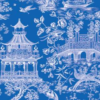 CASPARI 2 / 5 Rolls Blue Chinoiserie Toile Gift Wrap / Wrapping Paper 