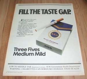 Three Fives cigarettes 1979 magazine advert  
