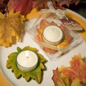  Autumn Themed Leaf Candle Holder Favor