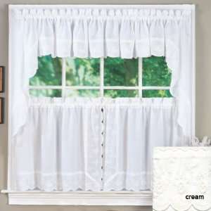  36 Long Candlewick Floral Embroidered Tier Curtain