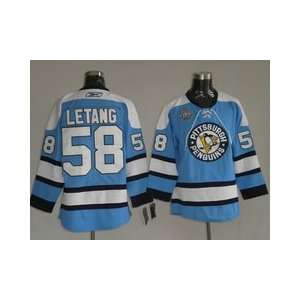  Letang #58 NHL Pittsburgh Penguins Blue Hockey Jersey Sz50 