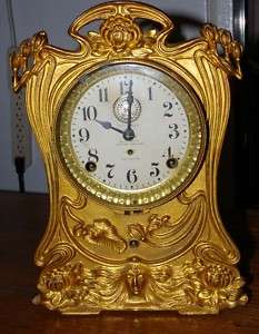 Art Nouveau 8 DAY Seth Thomas Cast Iron Alarm Clock  