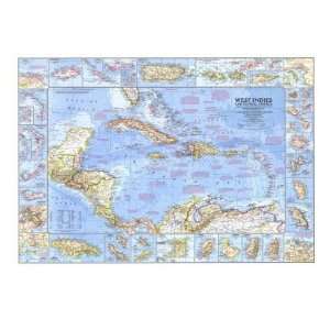 West Indies And Central America Map 1970 Collections Premium Poster 