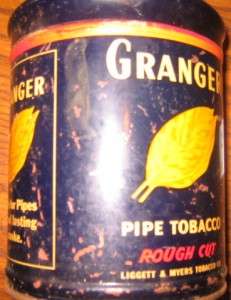 Vintage Estate Granger Pipe Tobacco Rough Cut Black TIN  