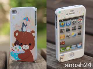 HAPPYMORI Cool Bear   iphone4 Korean white cute case cover  