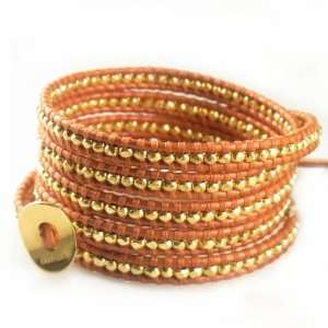  Chan Luu Gold Vermeil Wrap Bracelet on Dusty Brown Leather 