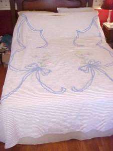 Vint. Chenille Bedspread w/ Flowers for Crafts CUTTER  