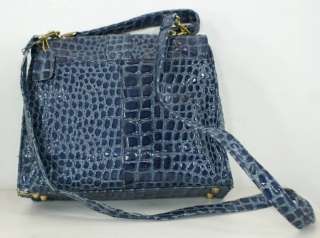 Lord & Taylor Blue Faux Croc Leather Handbag  