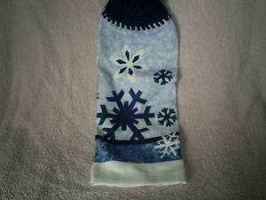 SNOWFLAKES CHRISTMAS CROCHETED KITCHEN TOWEL   WITH NAVY TOP  