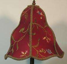   Waterfall Style Victorian Lampshade Red embroidered Fabric  