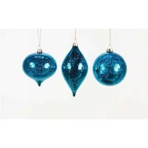   Cobalt Blue Swirl Finial Bulb Christmas Ornament Ball
