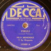 NILO MENENDEZ Decca 10360 Piruli CUBAN SONGS 78 RPM  