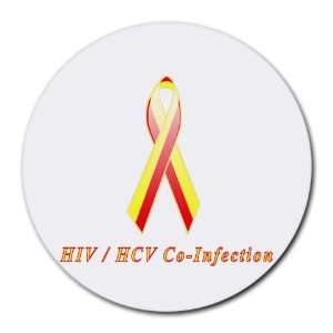  HIV / HCV Co Infection Awareness Ribbon Round Mouse Pad 