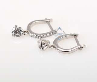   on Fire   three prong diamond lever back earrings in 18K white gold