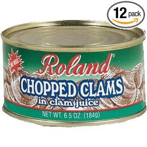 Roland Chopped Clams in Clam Juice, 6.5 Ounce Tins (Pack of 12 