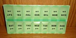Twice a Day Weekly perscription Organizer Pill Box Purple pillbox AM 