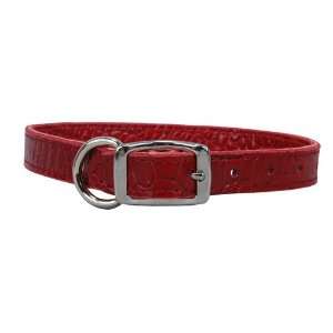  Croco   Faux Crocodile Leather Collar   3/4 x 18   Red 