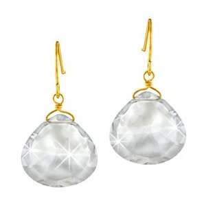  14K Gold with Rock Crystal Drop Earrings Jewelry