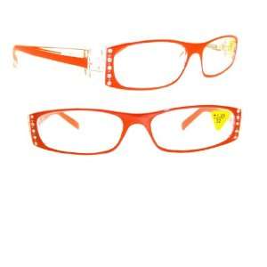  Red Clear Frame Crystal Rhinestone Reading Glasses +1.25 